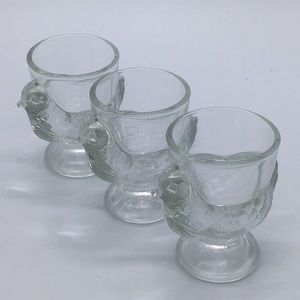 Vintage France Glass Chicken Design Egg Cups